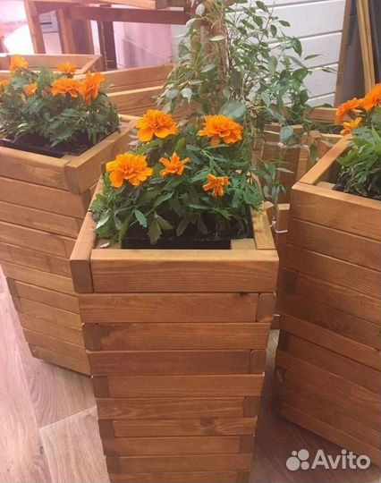 Кашпо для цветов, ящики цветов, горшки из дерева