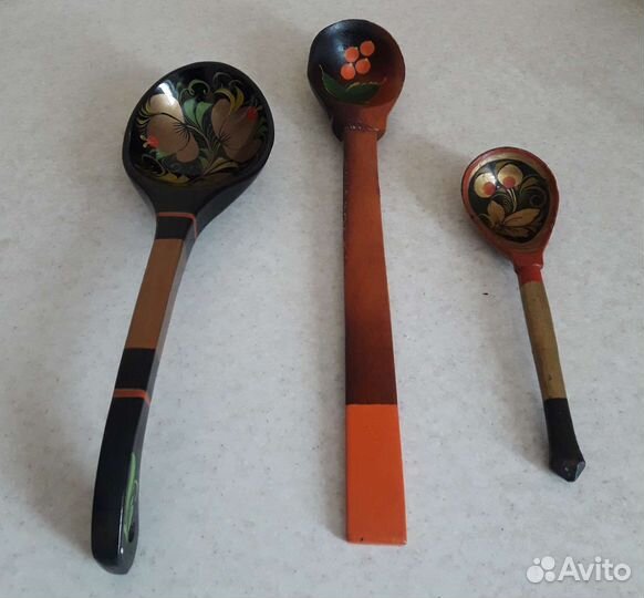 Сувенирные деревянные ложки хохлома СССР