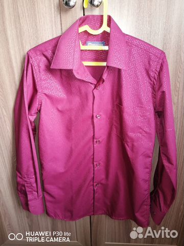 Рубашка школьная 134-140.Бордовая