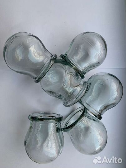 Cтeклянныe банки медицинские для маcсaжа 6 шт СССР