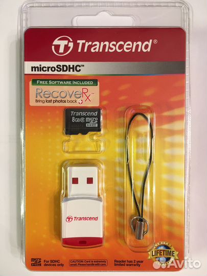 Карта памяти Transcend microsdhc 8GB TS8gusdhc6-P3