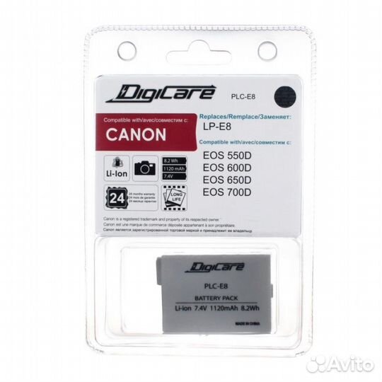 Аккумулятор DigiCare PLC-E8 / LP-E8 / EOS 550D, 60