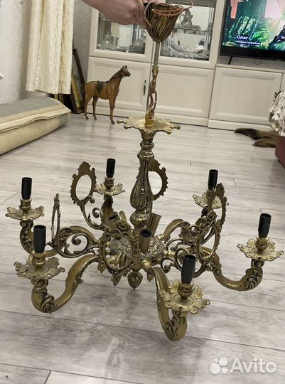 Бронзовая люстра + 2 бра/ хрусталь