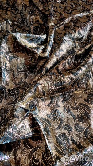 Красивейшая ткань 2м парча, цвет черный с золотом