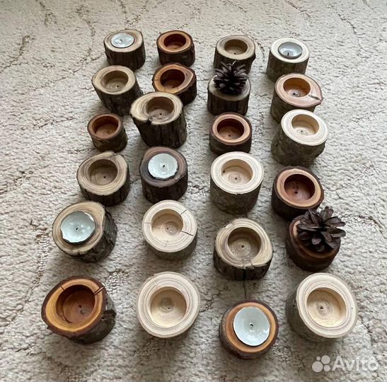 Декоративный подсвечник. Разные породы дерева