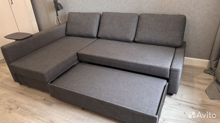 Угловой диван кровать серый IKEA фрихэтен
