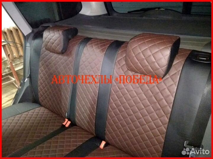 Чехлы Ford Focus 2 из экокожи чёрно-шоколадные Ром