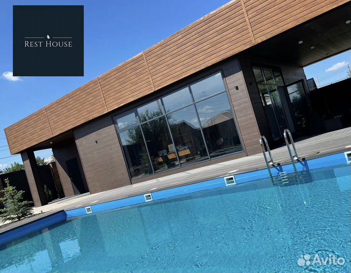 Баня на дровах с бассейном