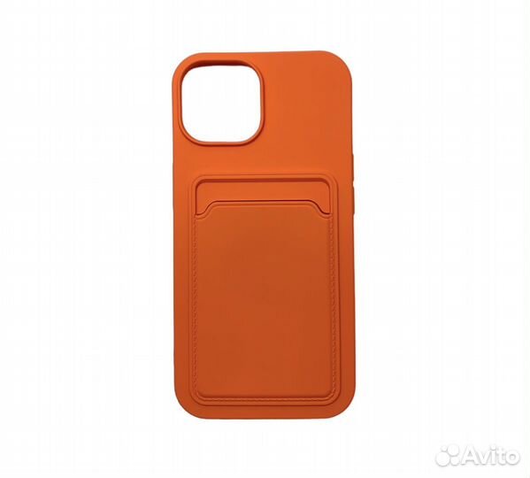 Чехол для iPhone 15 silicone+pocket оранжевый