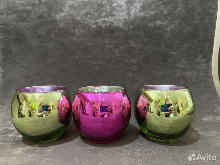 Стеклянные подсвечники 3 штуки