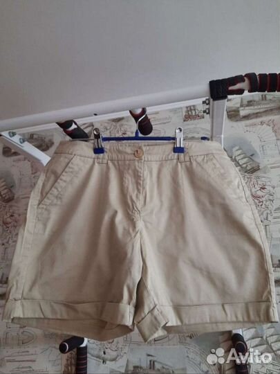 Шорты женские хлопок размер 44-46 синие и бежевые