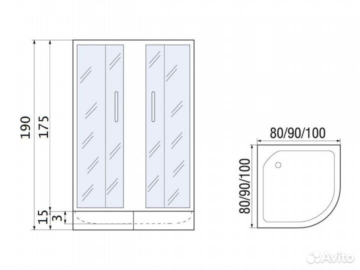 Душевой уголок 90х90 с поддоном River Don Light