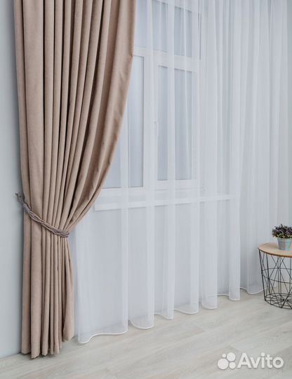 Тюль бамбук на шторной ленте 3м, 5м