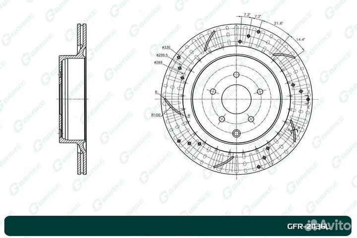 Диск тормозной перфорированный G-brake GFR-21136