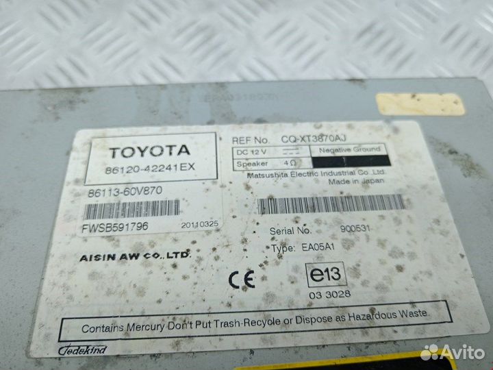 Магнитола для Toyota Rav4 3 8612042240