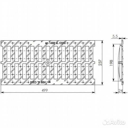 Чугунная решетка Gidrolica Standart DN200 С250