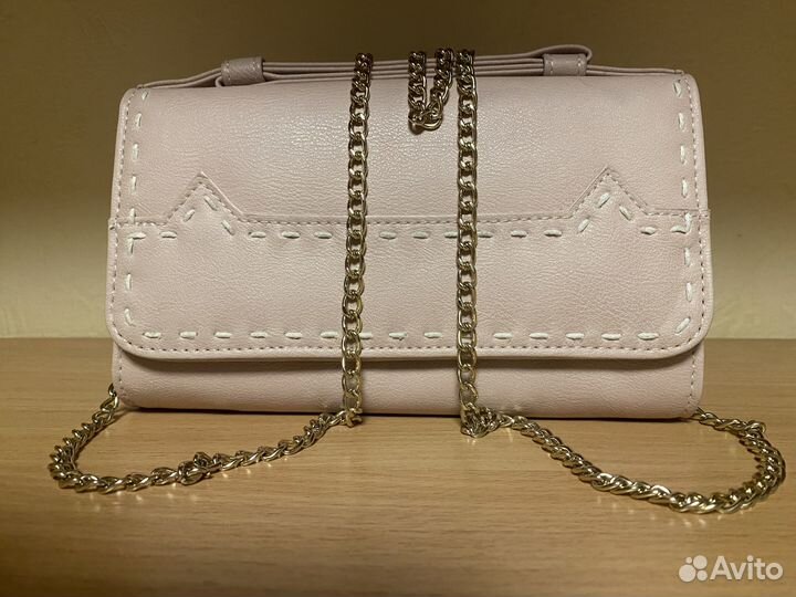 Кошелек клатч женский пудровый