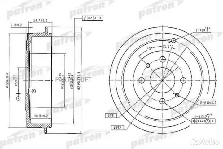Patron PDR1225 Барабан тормозной