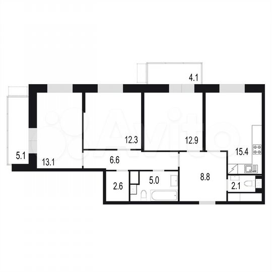 3-к. квартира, 88 м², 19/25 эт.