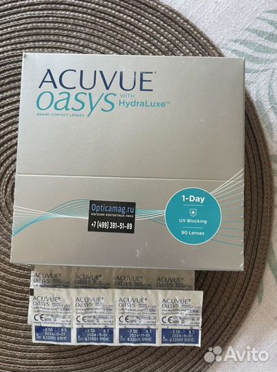 Линзы acuvue oasys hydraluxe крив. 8,5 оптич.-3,5