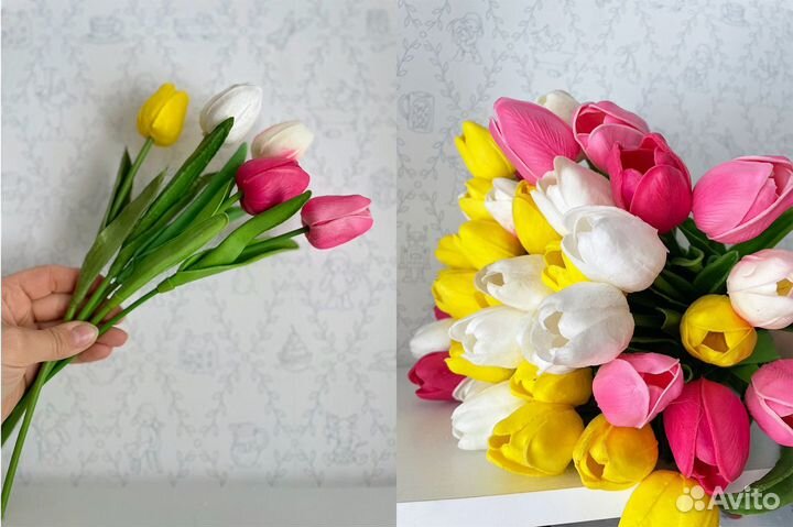Цветы искусственные мимоза, тюльпаны, лаванда