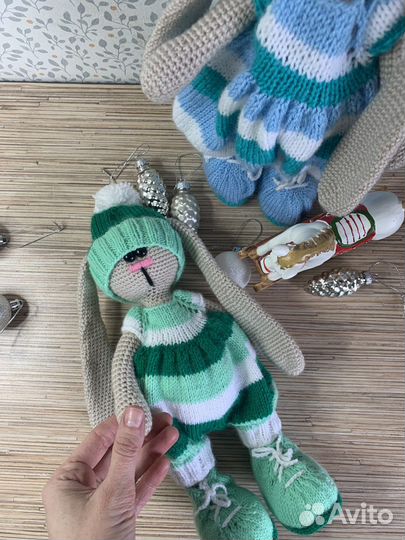 Вязаный Заяц тильда ручная работа