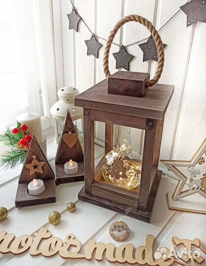 Фонарь из дерева для интерьера