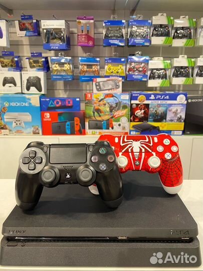 Sony PS4 Slim + кастомный геймпад Spider-Man