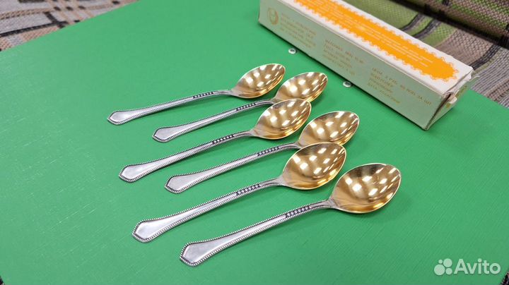 Набор чайных ложек посеребренный мельхиор