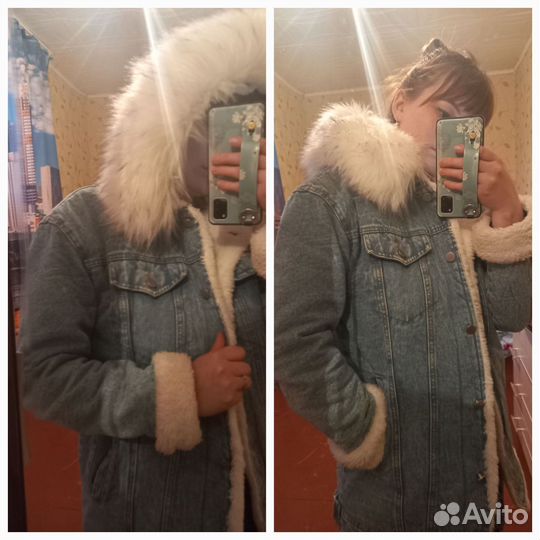Джинсовая куртка с мехом