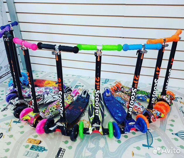 Самокаты детские трёхколесные принт