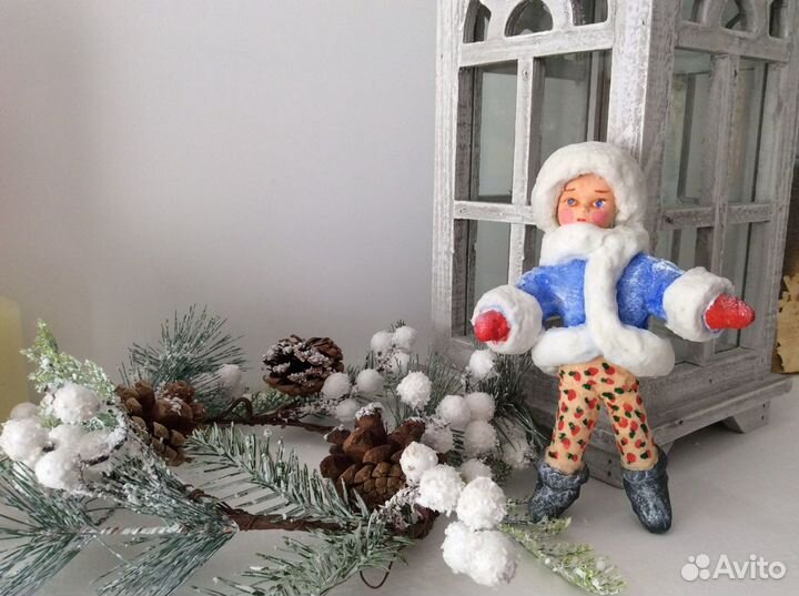 Ватные елочные игрушки ручной работы