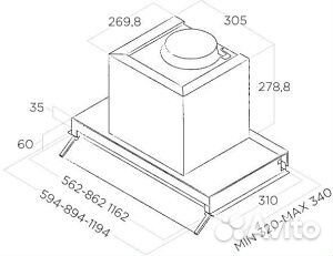 Встраиваемая вытяжка Elica Boxin LX/BL MAT/A/90 PR