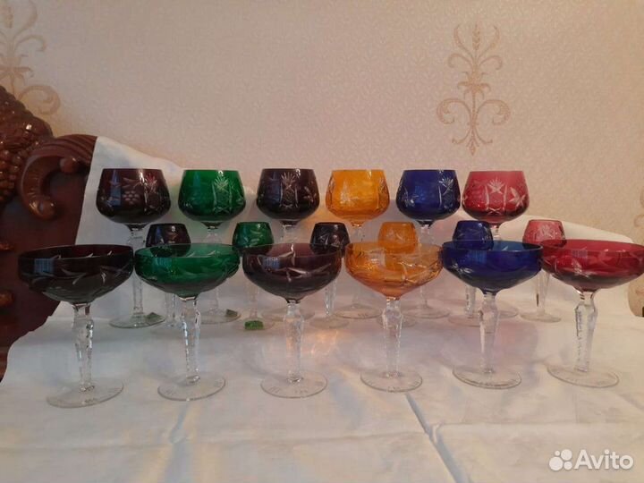 Фужеры креманки рюмки цветной хрусталь Германия