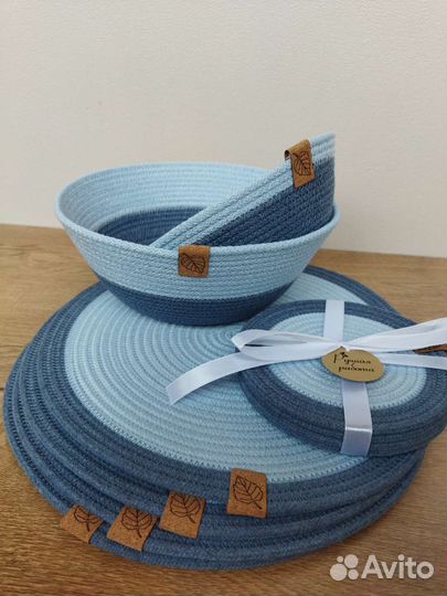 Корзины и салфетки из хлопкового шнура