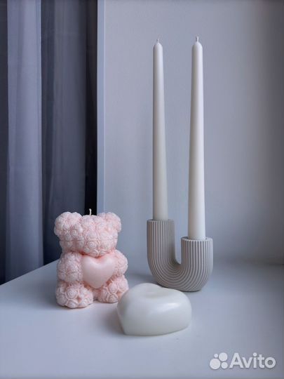 Мишка свеча ручной работы 14 февраля