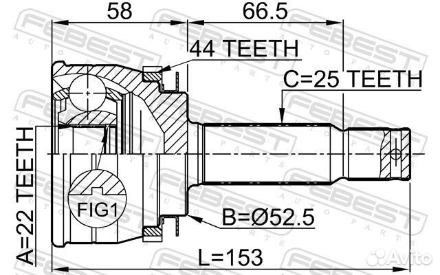 Шрус внешний перед прав/лев 1210acca44 Febest