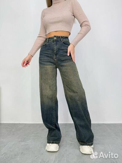 Джинсы прямые широкие