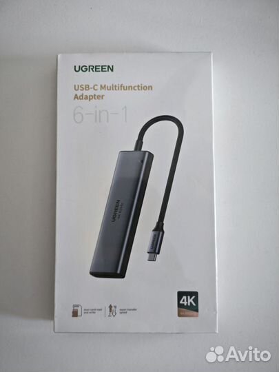 Ugreen Type-C концентратор 6в1 (USB, hdmi, SD, TF)