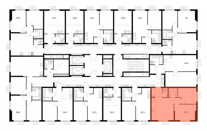 2-к. квартира, 50,4 м², 11/25 эт.