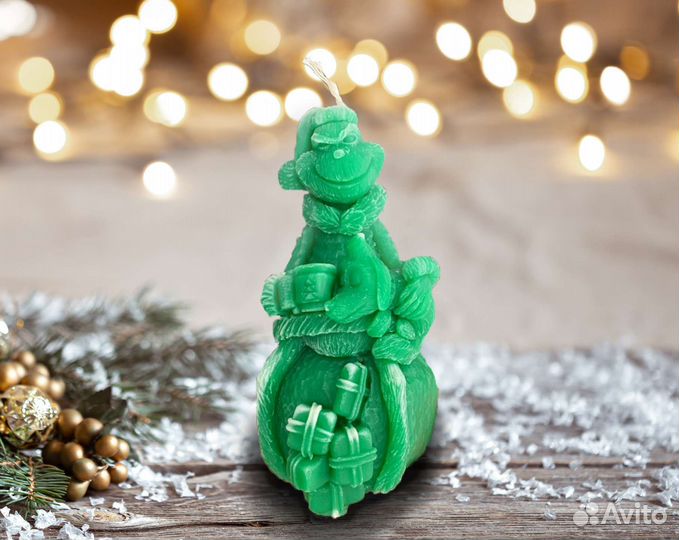 Подарок новогодний свеча гринч