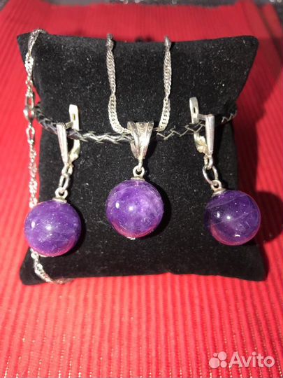Кулон кольца серебро СССР аметист чароит