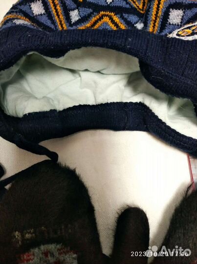 Шапка 2 шт зима носки варежки пакетом