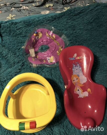 Ванночка для купания, горка, стульчик и круг