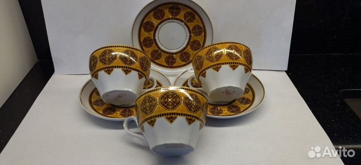 Чайная пара 230 мл фарфор, позолота, рига СССР 197