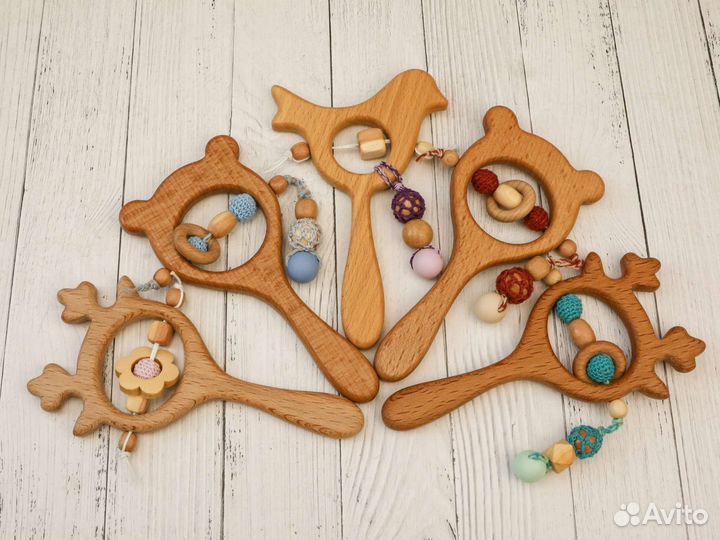 Погремушка деревянная, грызунок прорезыватель