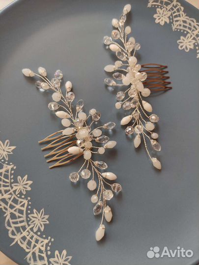 Украшение свадебное веточка на гребне