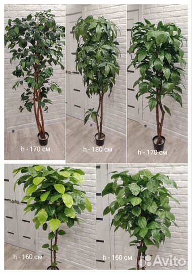 Искусственное дерево, искусственные цветы, фикус