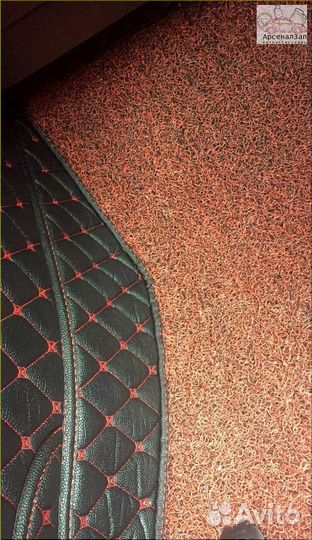 3d коврики Тойота Королла экокожа чёрные/крас.шов