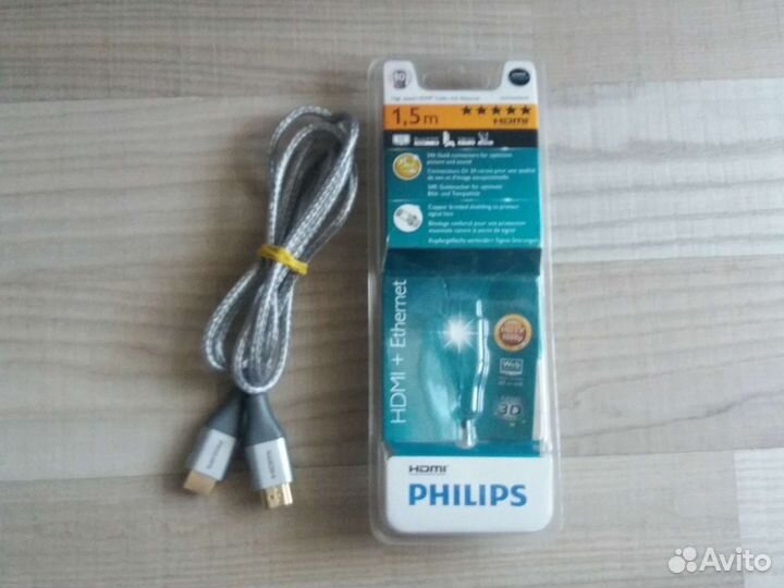 Кабель hdmi+ интернет filips 1,5м новый
